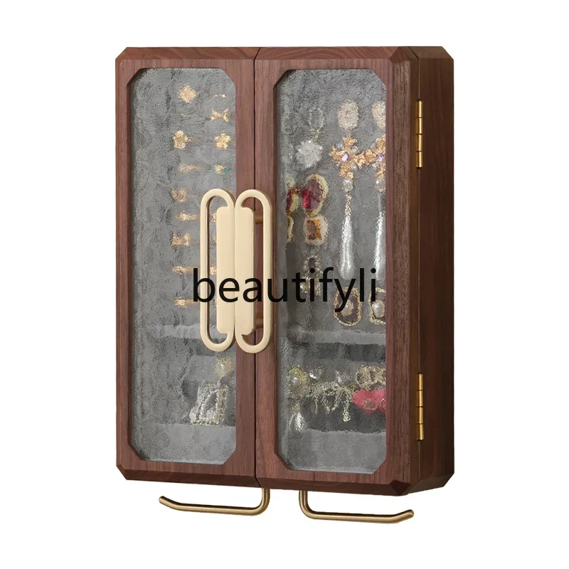 

Solid wood wall-mounted jewelry storage box, bathroom nail-free wall jewelry display stand, high-end hand jewelry box.