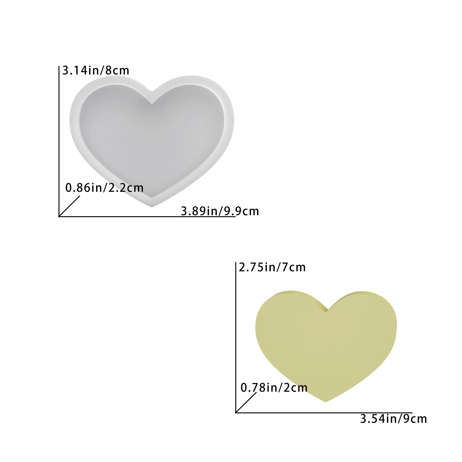 DIY large, medium, and small heart-shaped decorative resin mold for home tabletop heart-shaped plaster silicone mold