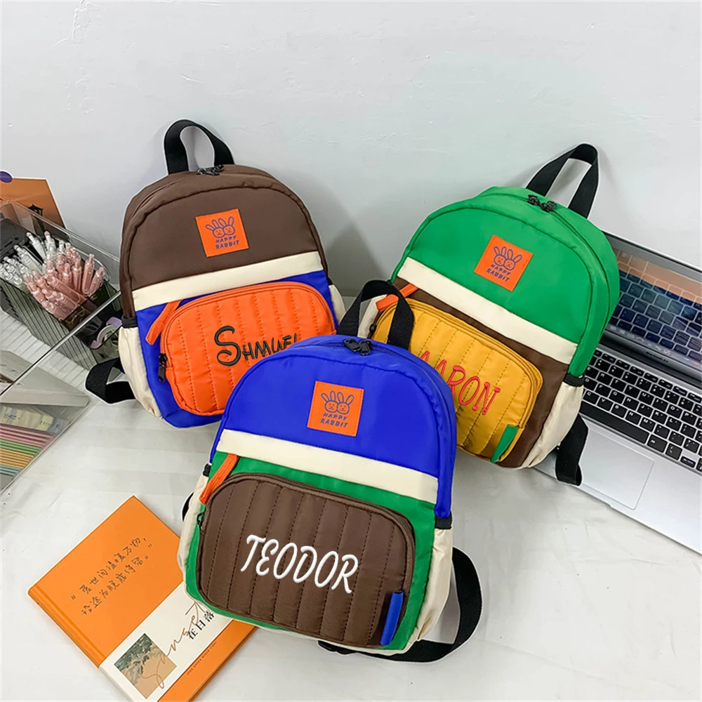 

New Personalized Embroidered Kids Backpacks Girls Boys Kindergarten Elementary School Customized Name Lightweight Kids Bookbags