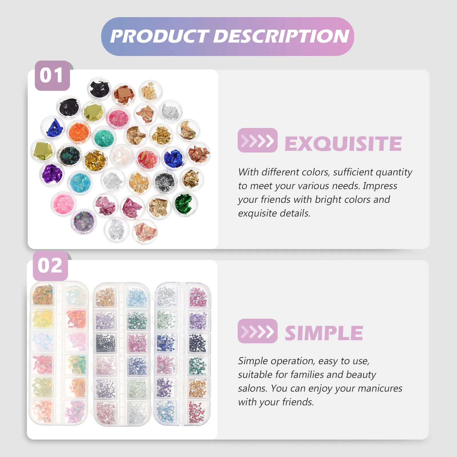 

1Set Colorful Foil Paper Nail Art Decorations Portable Eye-Catching Creative Design for Natural Artificial Nails Beginner