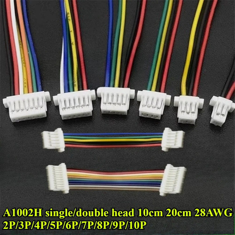 

A1002H Single/Double head Pitch 1.0mm Terminal Wire 2P/3P/4P/5P/6P/7P/8P/9P/10P Wire Length 10cm/20cm 28AWG Electronic line