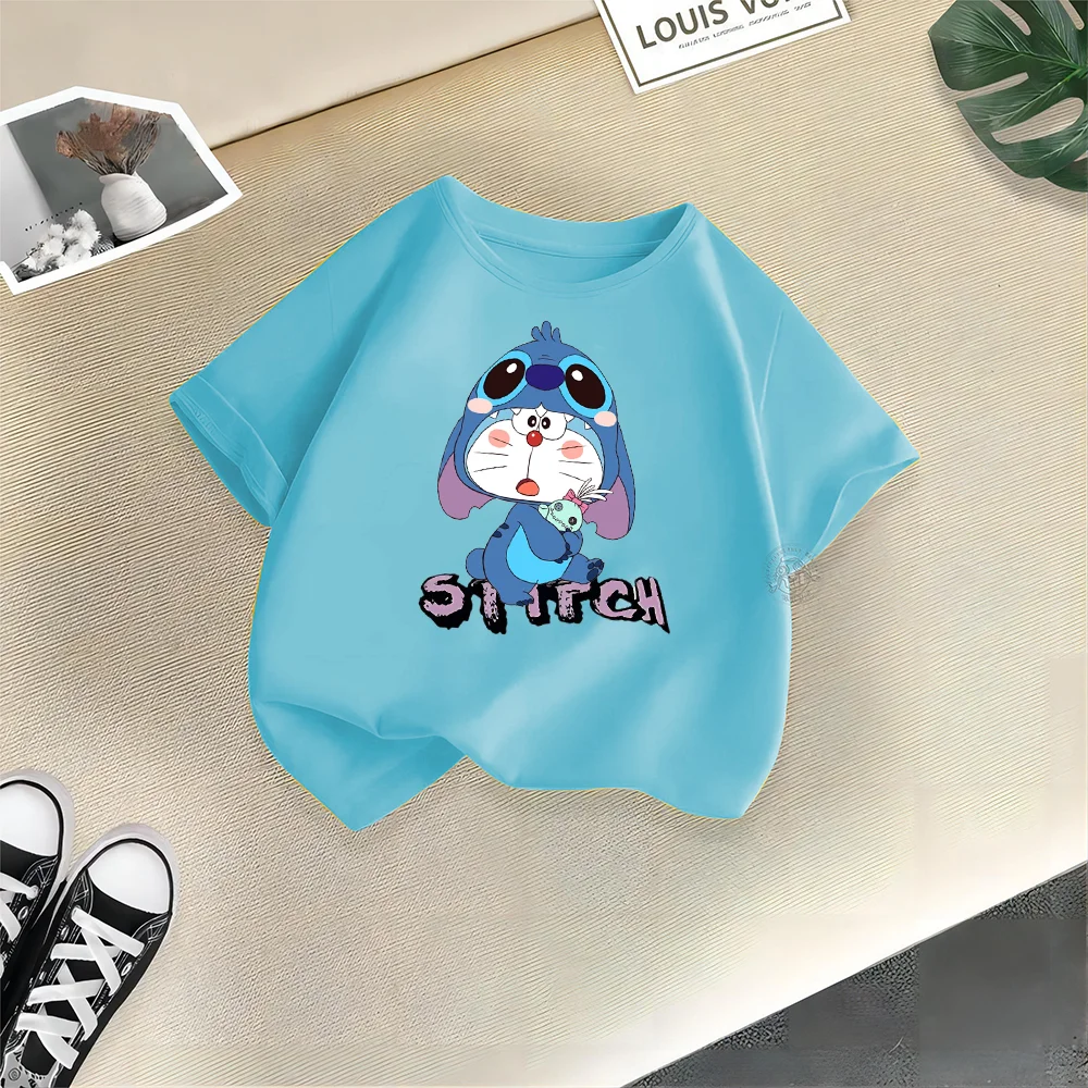 Disney Sommerkleid ung Baumwolle T-Shirt Kinder Cartoon Straße kreativ gedruckt Crewneck Top Teen