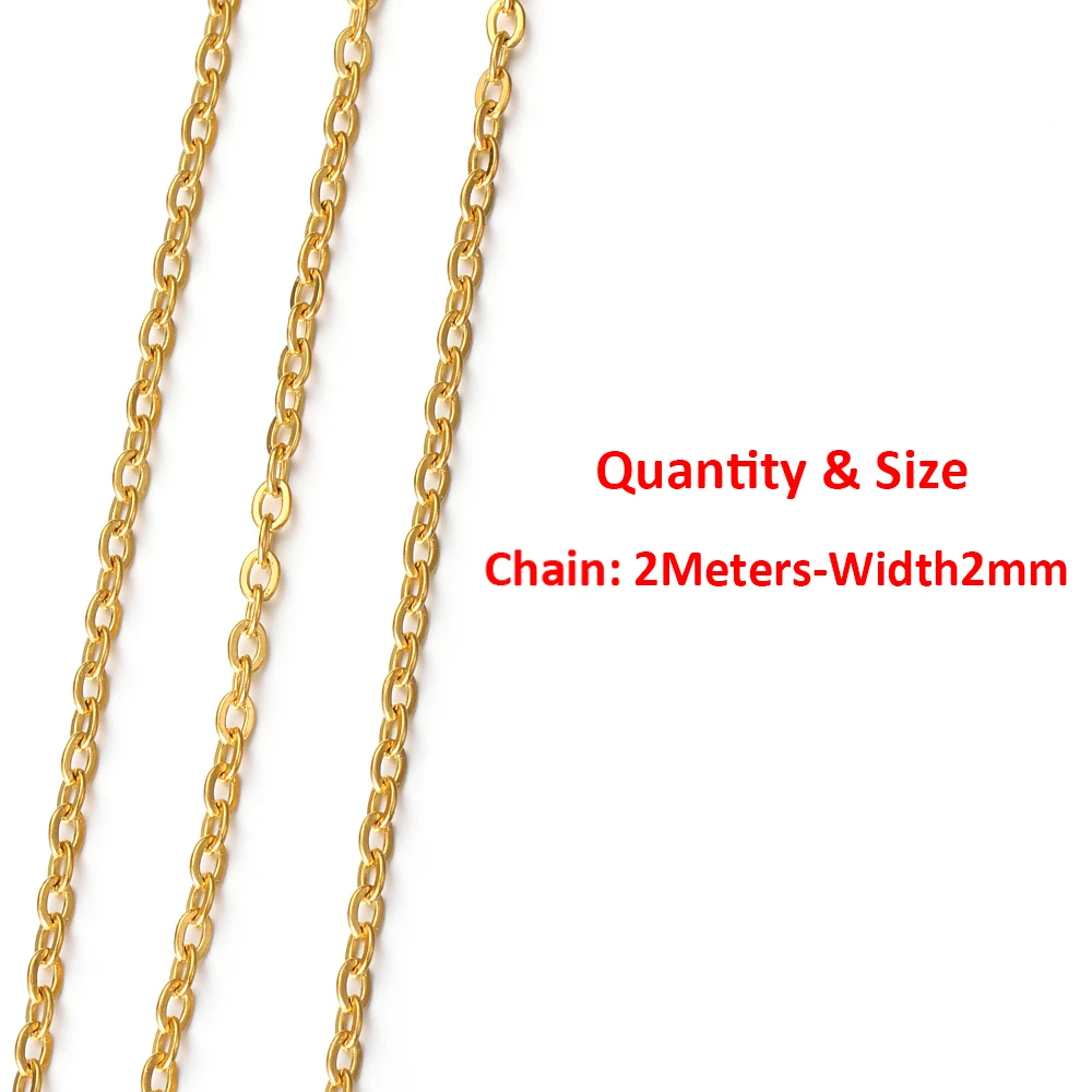 2 Meter 1 Meter Hochwertige Edelstahl-Drehketten für DIY-Halsketten, Armbänder, Kleidung und Schmuckherstellung Zubehör – Detail 8
