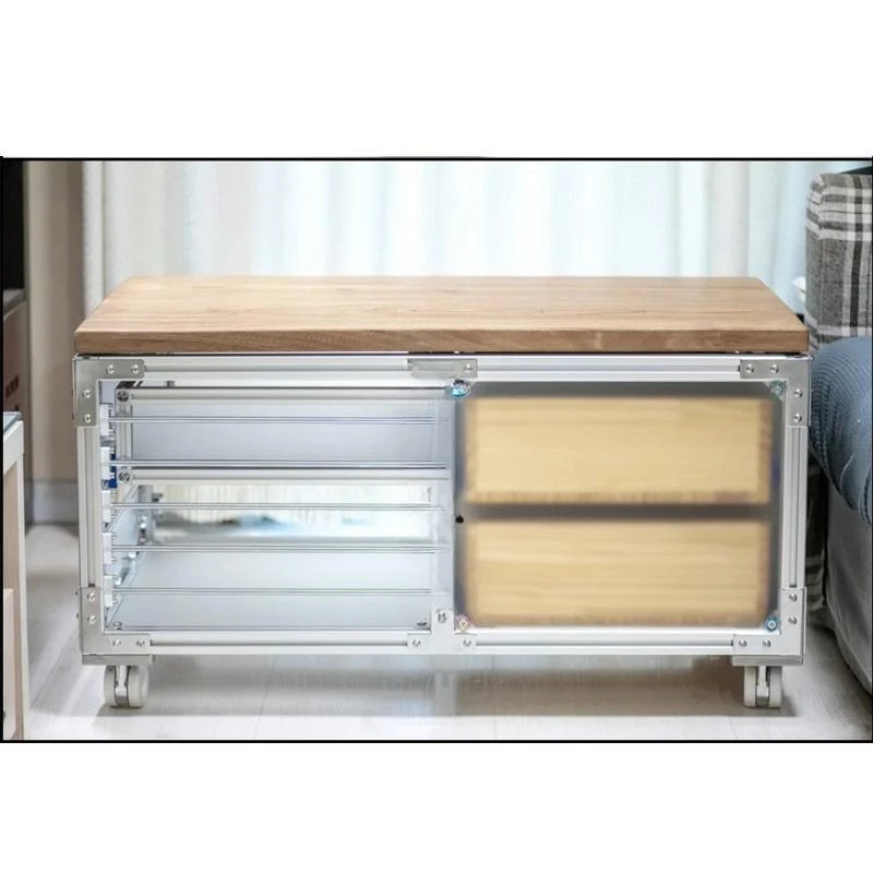 

Industrial style aluminum profile coffee table with drawers birch ocean board living room small long table tea table creative lo