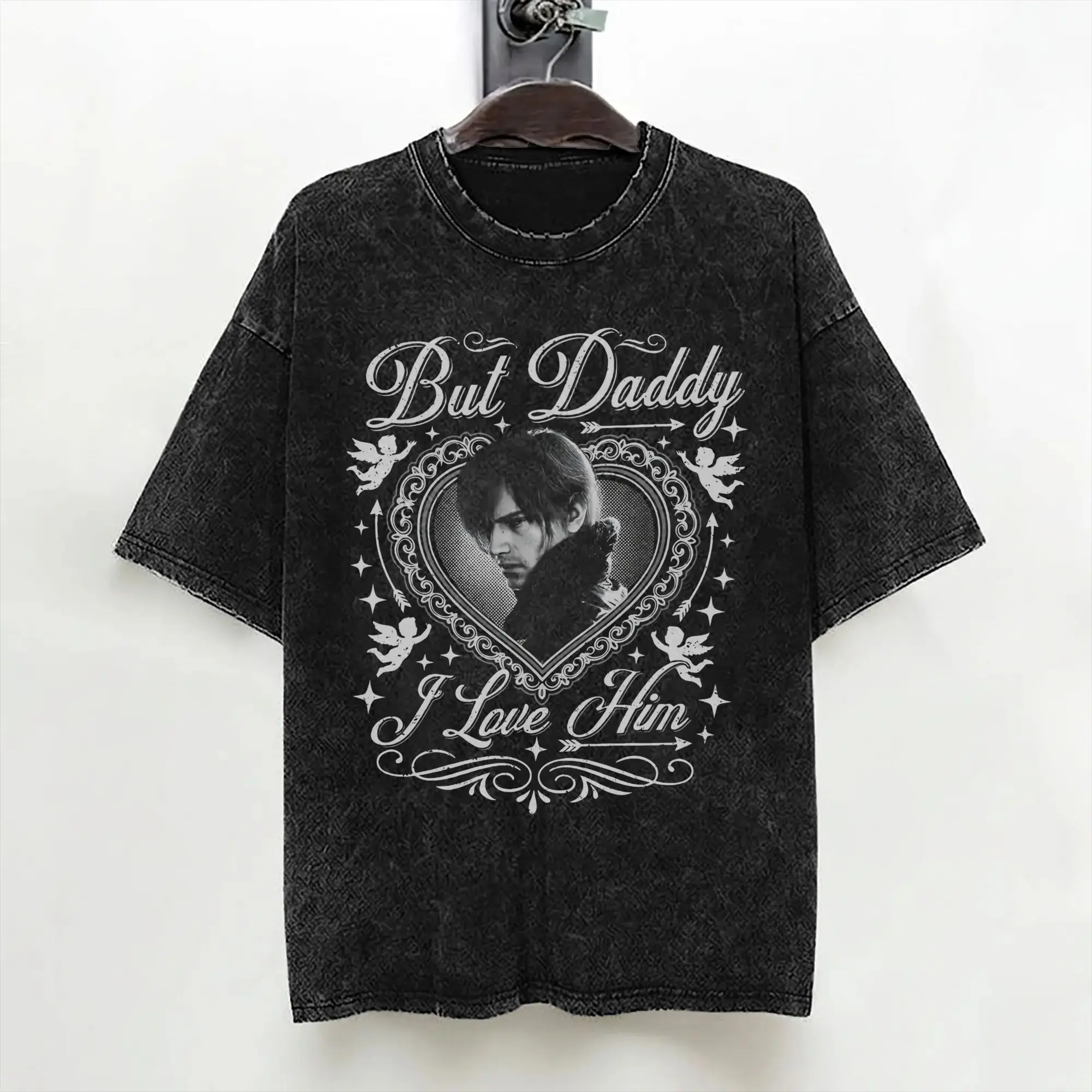 Leon S. Kennedy Washed T Shirts Streetwear Retro T-Shirts Tees Men Women Short Sleeve Harajuku Graphic