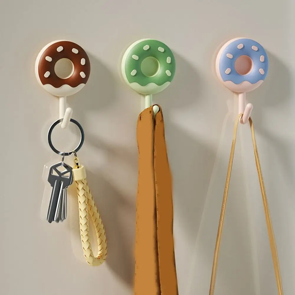 

6 шт. креативные пластиковые крючки в форме пончика, настенный самоклеящийся держатель для ключей, водонепроницаемые декоративные липкие крючки для дома