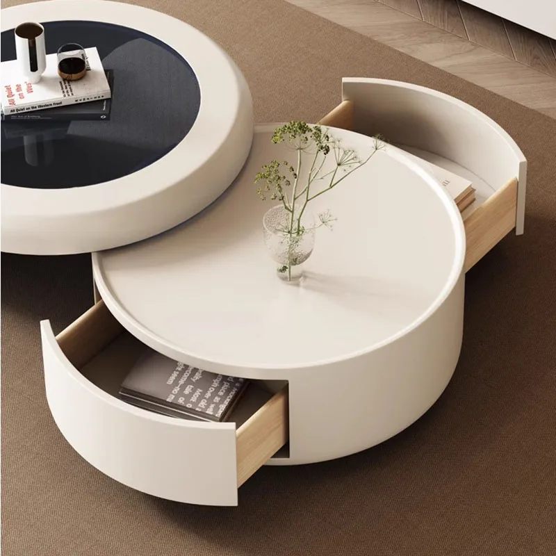 Storage White Coffee Tables Luxury Decor Simplicity Unique Coffee Tables Glam Round Table Basses De Salon Home Furniture
