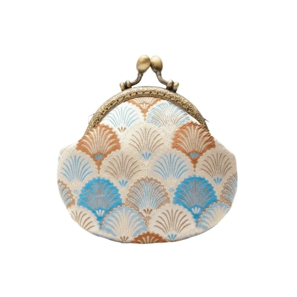 Anti-lost Kiss Lock Coin Purse Polyester Thickened Brocade Mini Pouch Portable Chinese Style Embroidered Small Pocket Women