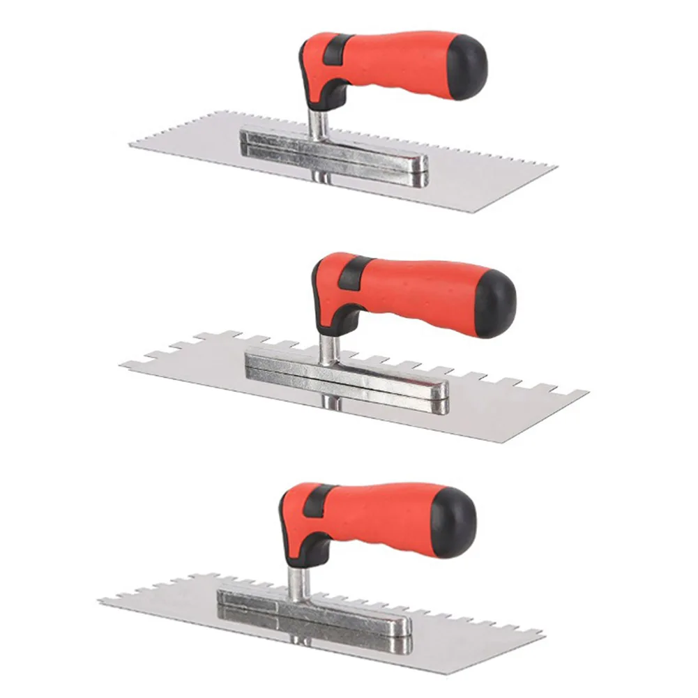 For Wall Floor Tiling Installation Square Teeth Stainless Steel Trowel Plaster 1pc Trowel Front Square Tooth Concrete Trowel