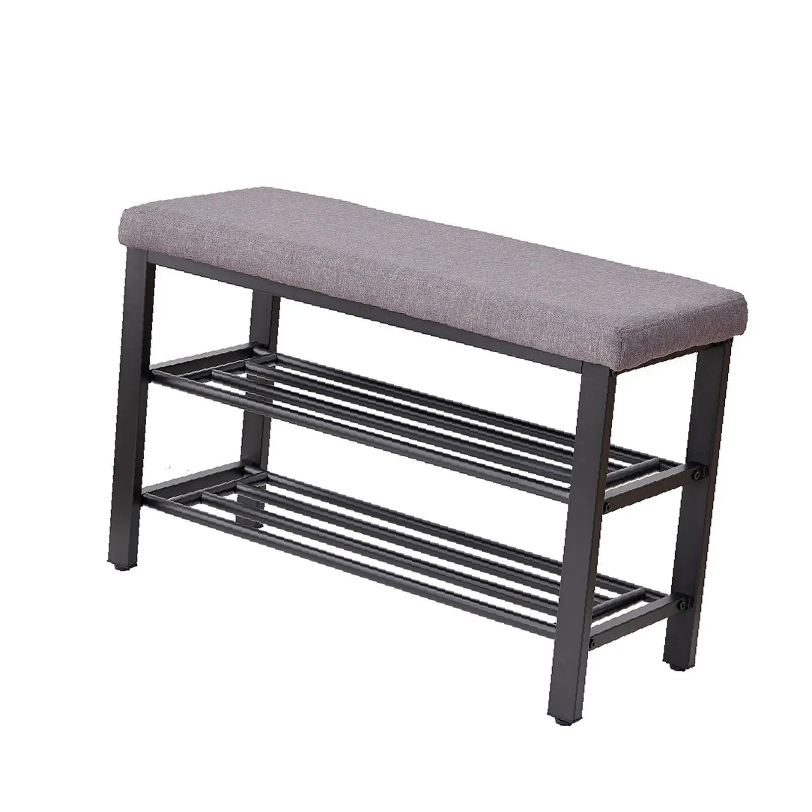 

Metal Frame Shoe Bench Cushion Entryway Storage Bench with Linen Top for Bedroom and Hallway Shoe Organizer