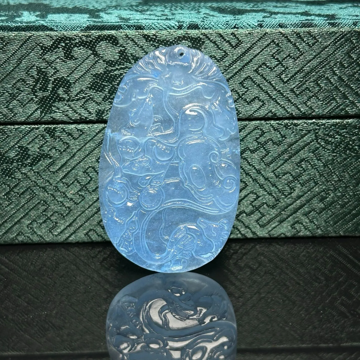 Nature ice blue Burmese Jade Jadeite Carved mouse lucky amulet Pendant&Necklaces
