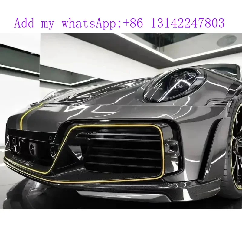 

For 992 911 Turbo S Style Dry Carbon Fiber WideBodykit Front Bumper Rear Diffuser Side Skirts Bodykit