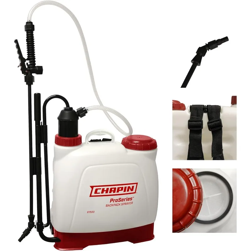 

61500 4-Gallon Made in USA Euro Style Backpack Sprayer with Poly Fan/Cone Nozzles, Cushion Grip Shut-Off