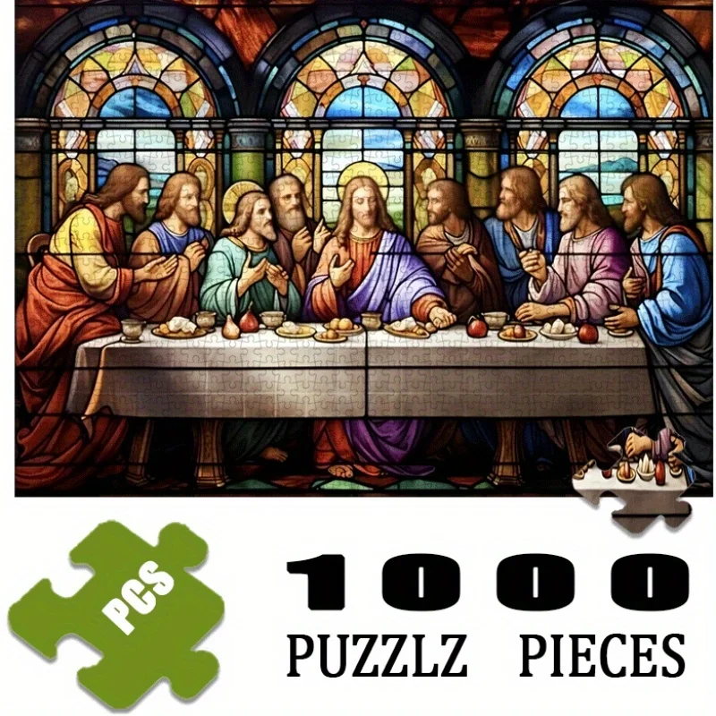 1000pcs Religious Scene Last Supper Paper Jigsaw Puzzle - Large Interactive Adult Game for Home, Family Fun, DIY Home Decor, B