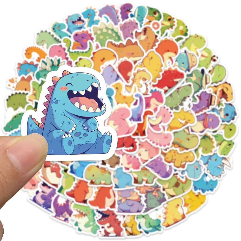 100pcs Mini Size Cute Cartoon Dinosaurs Stickers Kids Students Reward Decals Luggage Laptop Water Bottle Vinyl Bicycle Stickers