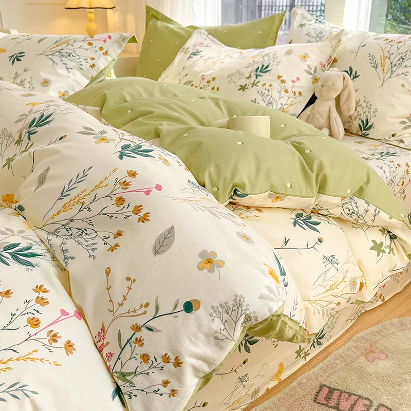 100% Cotton Duvet Cover 1piece Flowers Print With Zipper Quilt Cover King Size Blanket Cover No Pillowcase