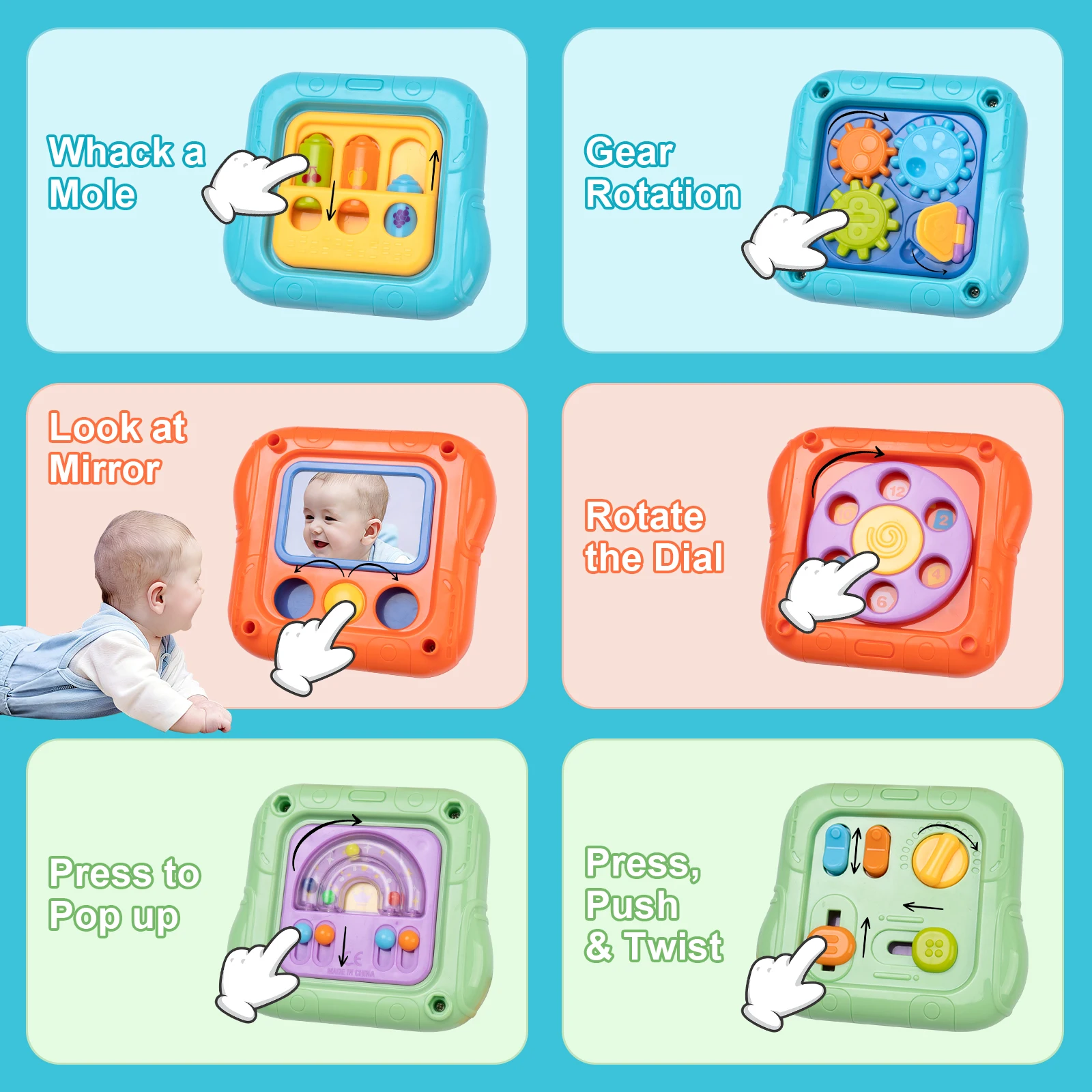 Montessori Toys Handbag Busy Board Baby Activity Cube Sensory Toys Fine Motor Skill Early Educational Toys for Toddlers Gifts