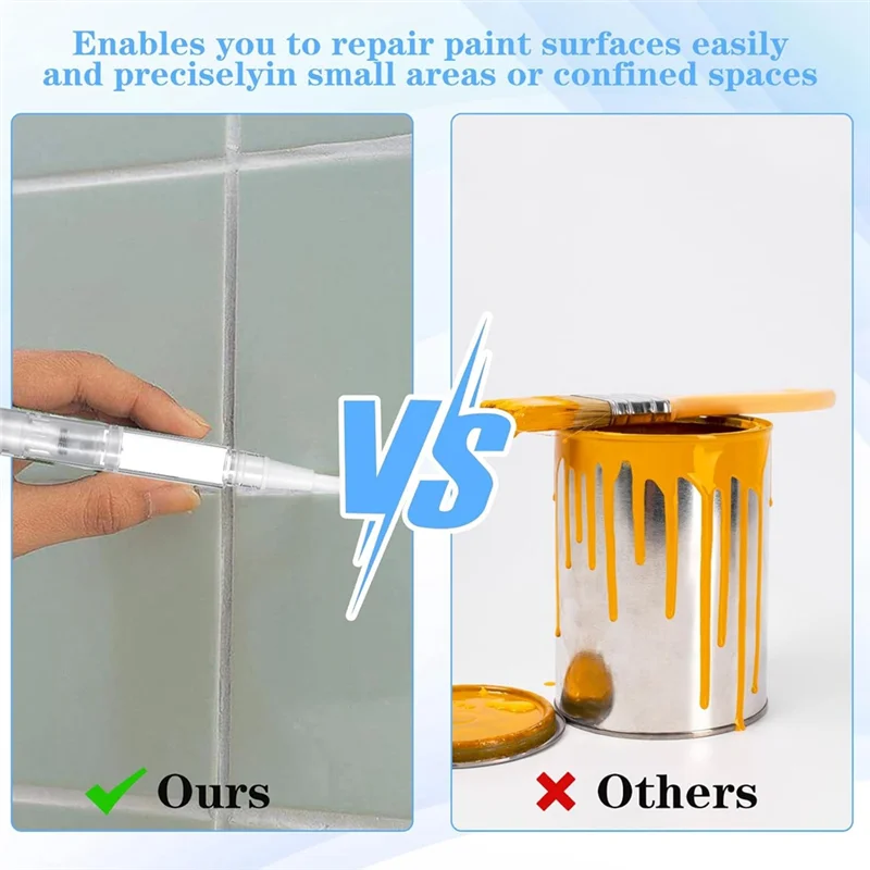 AT05-Fillable Touch Up Paint Pen, 6PCS Refillable Paint Brush Pens, Precision Applicator For Walls, Funiture, Cabinet