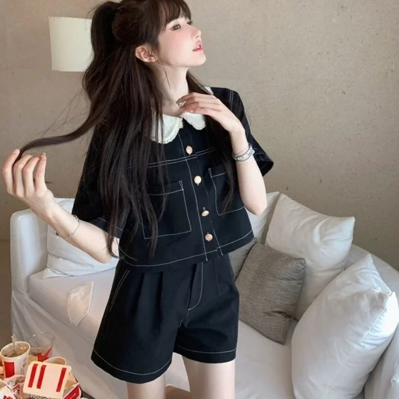 

Female Shorts Loose Straight Work Wear With Jacket Novelty In Summer Fashion 2025 Cheap Offers Kit Women's Short Sets 2 Pieces