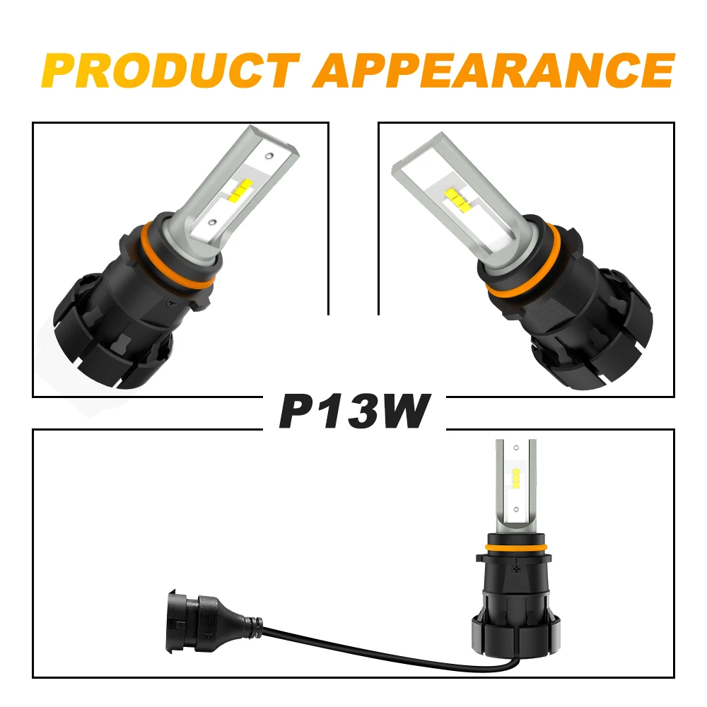 DRIVEVISION 2Pcs P13W LED Bulb H27 880 881 9012 H10 LED 5202 Car Fog Light Driving Day Running Lamp Auto 12V 16000LM 6000K White