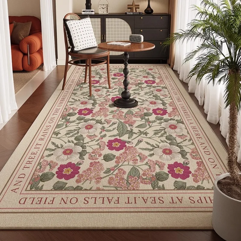 

American Style Floral Living Room Carpet Light Luxury High-end Printed Bedroom Bedside Floor Mats Large Area Runner Rug Tapis 러그
