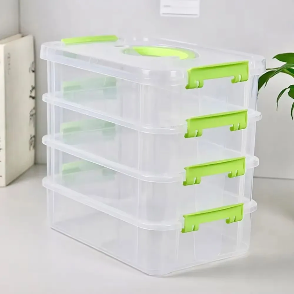 

4 Layers Stackable Desk Storage Organizer Transparent Plastic Makeup Storage Box Durable Jewelry Container Bins Drawer Table