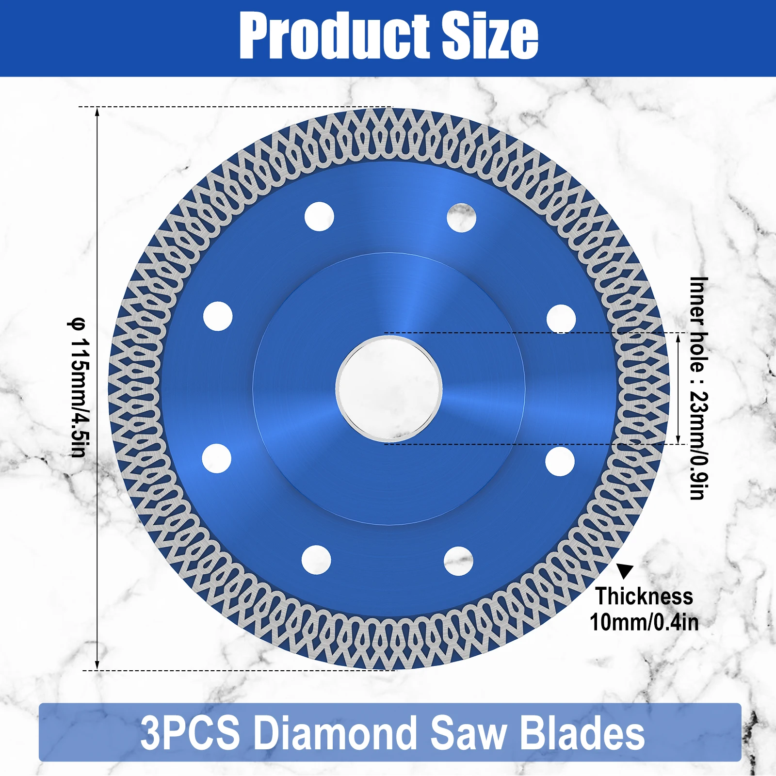 3 Sizes Turbo Diamond Saw Blade Shijing Tile Cutter Tile Blades Tile Turbo Thin Stoneware Discs for Marble Machine Angle Grinder