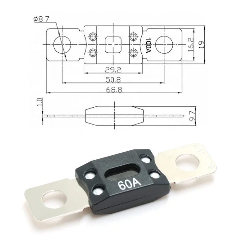 High-Capacity Auto Fuse ANM/AMM MEGA 40A-500A Bolt on Car Fuse 32V-125V Copper Automotive Fuses Bolt down Design