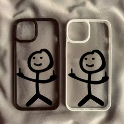 Cartoon Matchman Hard Clear Phone Case For iPhone 17Air 11 12 13 14 15 16 Pro Max 7 8 Plus X XR XS Max SE2 Shockproof Cover