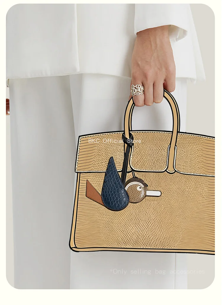 Crocodile & Lizard Skin Bird Charm Handmade Luxury Bag Charm Pendant For Birkin & Kelly Bag Unique Designer Handbag Accessory