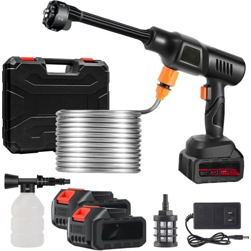 

Portable Cordless Pressure Washer, 40000 mAh Battery Powered Pressure Washer with 2 Rechargeable 4.0AH Batteries and 6-in-1 Nozz