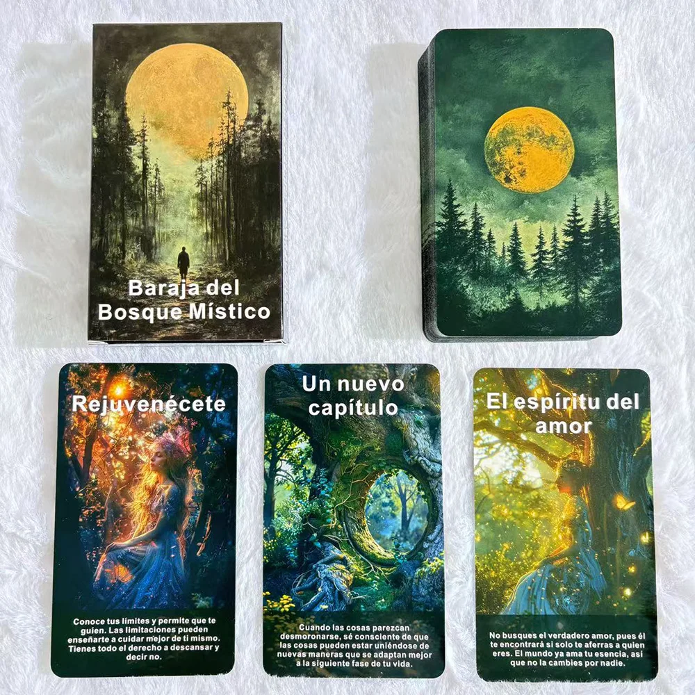 

Колода Oracle на тему испанского мистического леса, 56 эстетических лесных карточек Oracle для осознанности и ежедневного отражения, 12x7 см