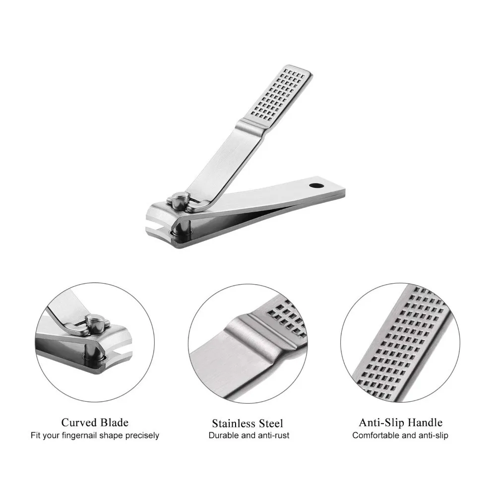 مجموعة مقصات أظافر، ماكينة قص أظافر وأظافر حادة للغاية وقوية مع علبة من القصدير بشكل واضح، باللون الأسود