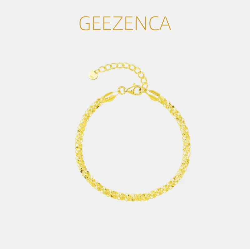 

GEEZENCA итальянские модные ювелирные изделия из стерлингового серебра 925 пробы, витой браслет-цепочка, женские тонкие изящные штабелируемые браслеты, подарок для любви