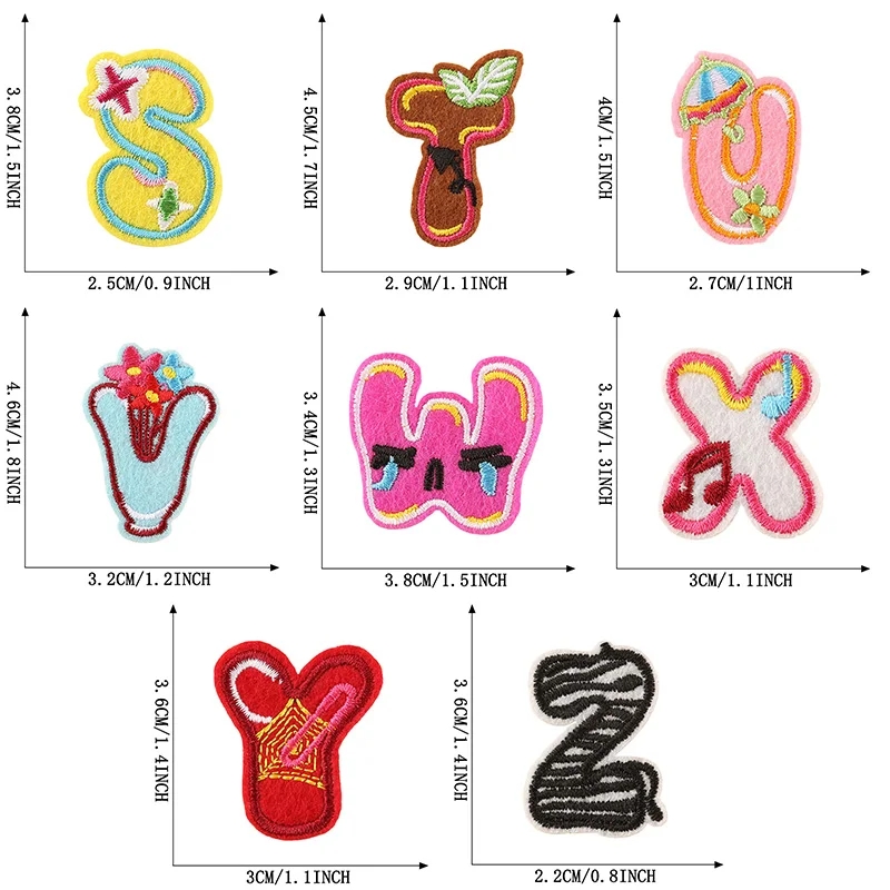 26pcs/Bulk Sets Letter Patch Animal Flower Cute Lot Iron On For Clothing Kids Embroidered Parches Ropa Naszywki Thermocollant