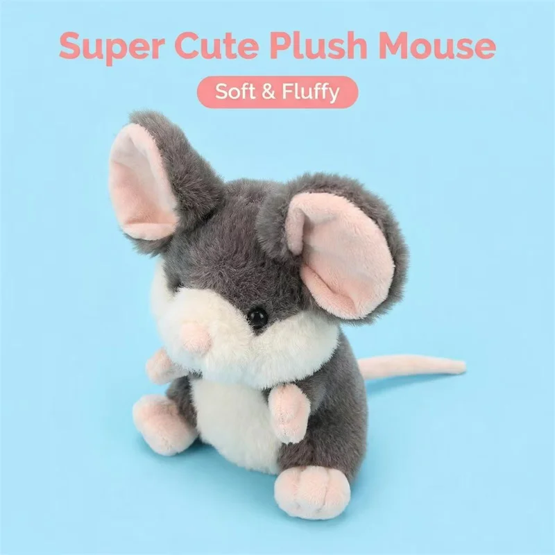 Peluche de Ratón Chinchilla de 15 cm, Adorable y Suave, Muñeco de Peluche Kawaii, Ratón Gris para Niños y Adultos, Decoración de Escritorio, Regalo de Cumpleaños