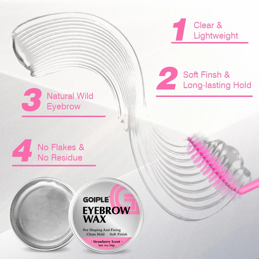 Creme de cera de sobrancelha selvagem, gel transparente para moldar sobrancelhas, cabelos normais, produtos de estilo de sobrancelha 3d naturais duráveis e escova descartável