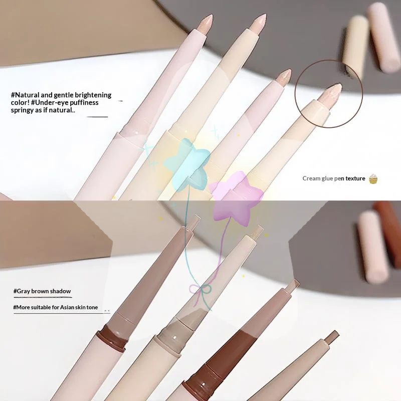Double-headed Aegyo Sal Eyeliner Pencil Buildable Coverage Waterproof Long Lasting Lightweight for Teen Girl Daily Party Makeup