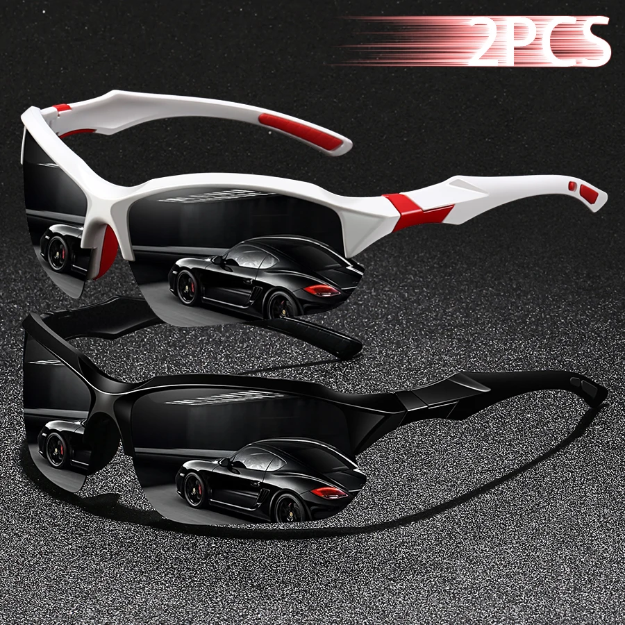 2 Stück Modische Vintage Halbrahmen Sonnenbrille für Autofahren, Angeln, Radfahren und Sport - Unisex Eyewear für Bergsteigen