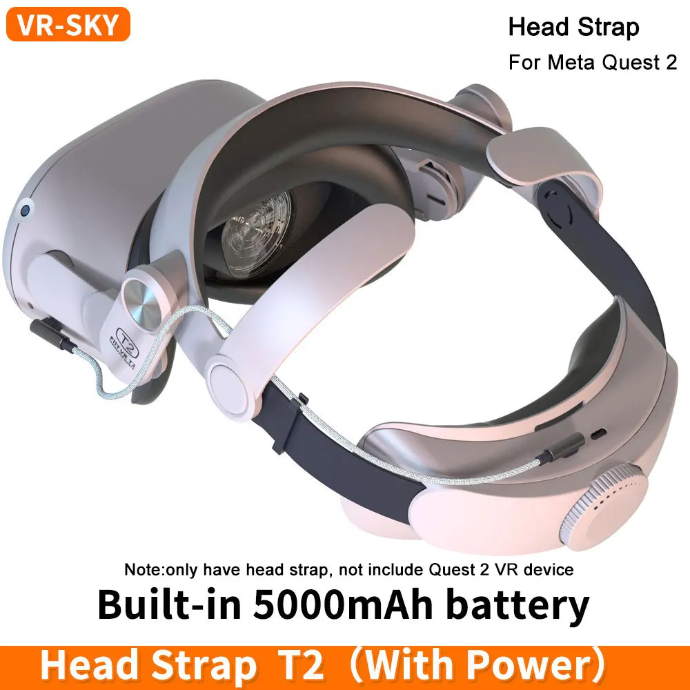 

T2 Replaceable Head Strap With Power Adjustable For Meta Quest 2 Comfortable Reduce Face Pressure Oculus Quest 2 VR Accessories