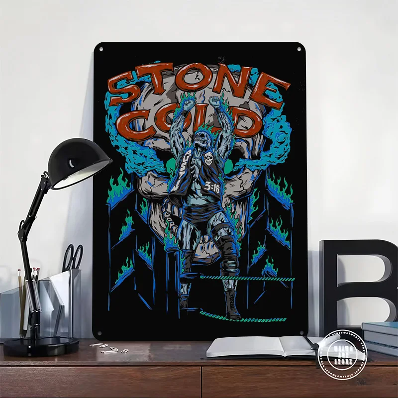 Stone Cold Steve Austin Printed Poster Customized Retro Wall Art Vintage Metal Tin Signs for Home Gamer Decoration Gaming Garden