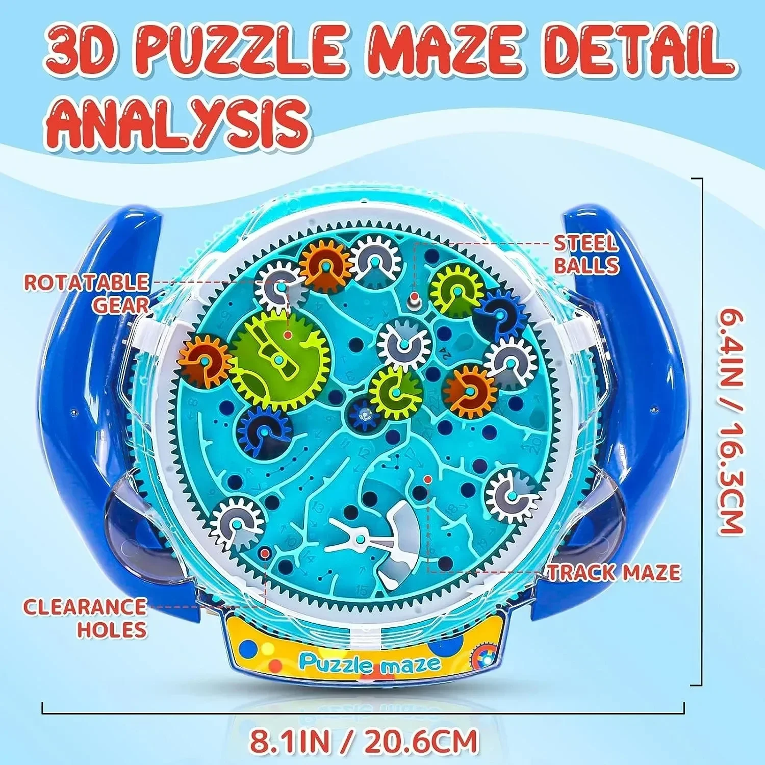 Creative 3D Puzzle Funny Gear Labyrinth Disk Gear Balance Ball Maze Wheel Dish IQ Puzzle Educational Toy Birthday Christmas Gift