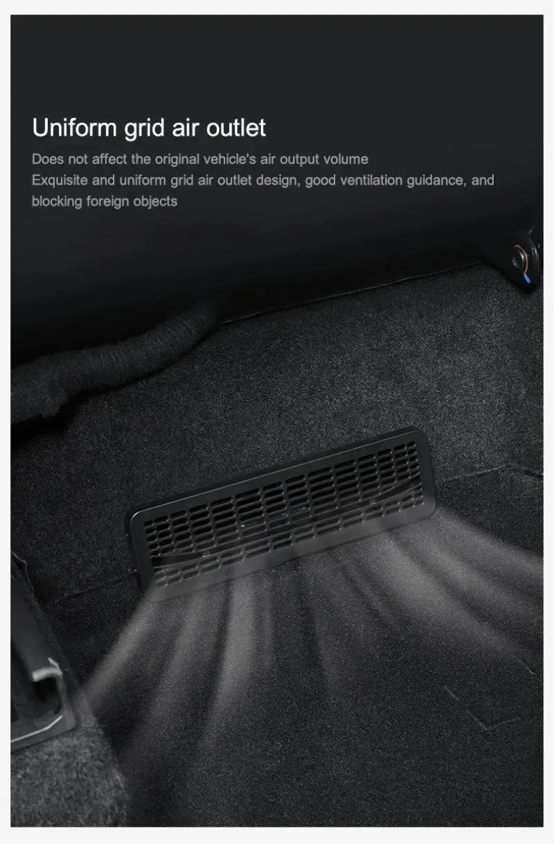 2Pcs Under Seat Air Vent Cover for Tesla Model Y 2025 2026 Juniper Rear AC Outlet Protector with ABS Plastic Anti-Dust Debris