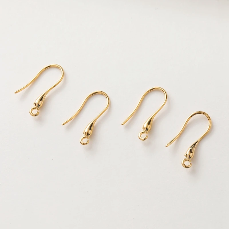 8PCS 18K Real Gold Plated Copper Brass DIY Simple Water Drop Earrings Ear Hook Making Supplies Material Accessories