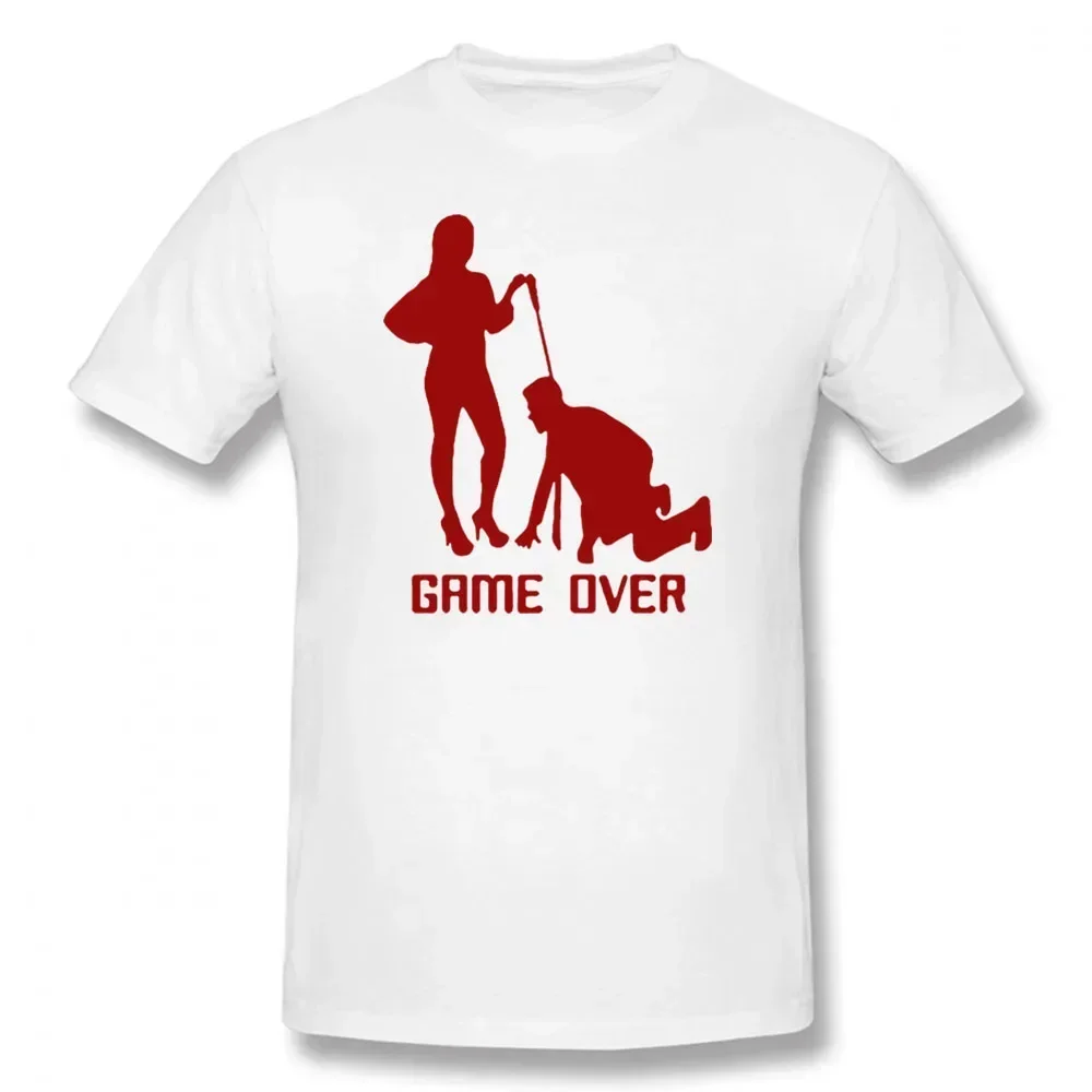 Funny Tshirt Mens Clothing Short Sleeve Printed T-shirt Tops  Game Over Bride Groom Bachelor Party Cotton T Shirt