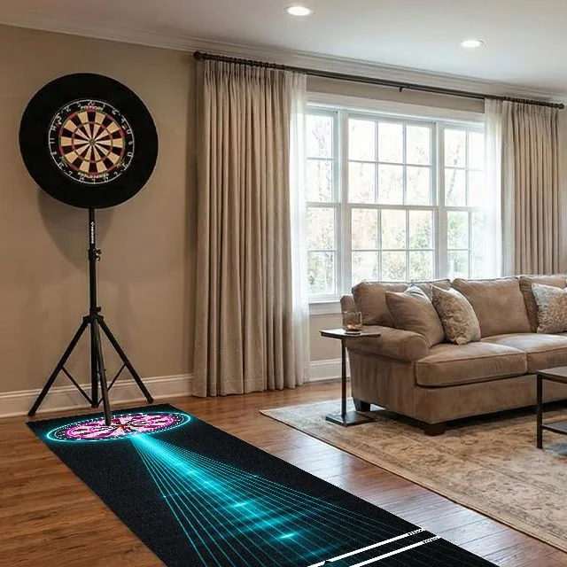 VIKAMA Neon Laser Target Dart Mat Professional Throw Lines Anti Slip Long Strip Dart Game Floor Protection Carpet Professional