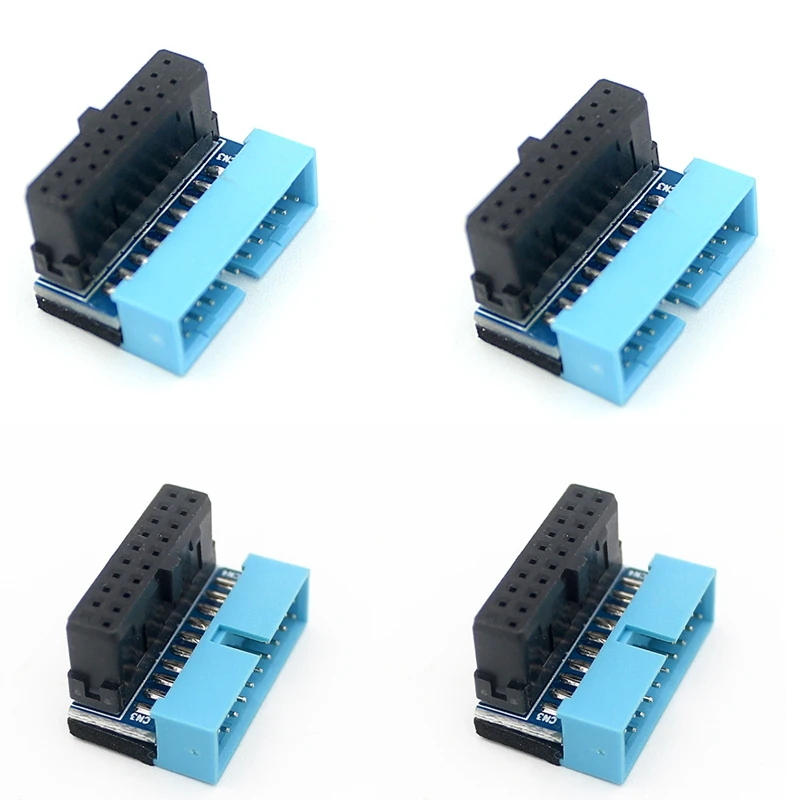 2Pcs USB3.0 19/20Pin Steering Joint Socket Desktop Computer Motherboard Vertical Pin Holder 90 Degree Elbow Plug