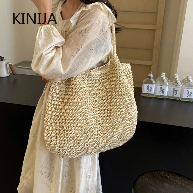 

Большая тканая сумка через плечо Capaci, простая бумажная сумка, женская праздничная пляжная сумка-тоут, сумка Lazy Sle Ins Match, всесезонная сумка