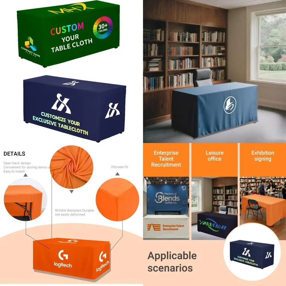 

Fitted Table Covers with Custom Business Logos for Tradeshows, Events, and Anniversaries - 4ft to 10ft Options