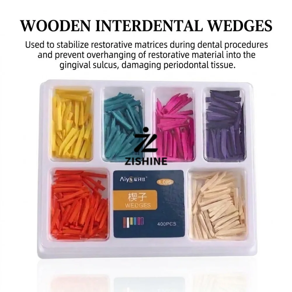 Dental Maple Wood Wedges 400Pcs Mixed Pack Color Coded Interdental Teeth Separation Wedges Autoclavable Restorative Consumable